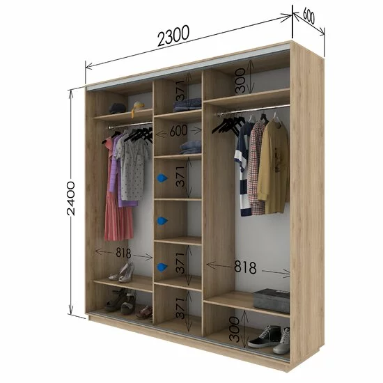 Dulap Cu Uși Culisante Photoprint, Depozitare Modernă Cu Imprimare, PAL, 230x60x220 cm, Culoare La Alegere picture - 2