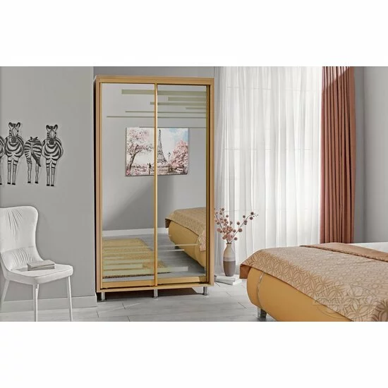 Dulap Venus cu rafturi și bară pentru umerașe, PAL melaminat, 160 cm, cremona picture - 2