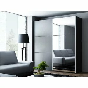 Dulap Vigo cu design compact și uși glisante, pal melaminat, 122x65x215 cm, grafit