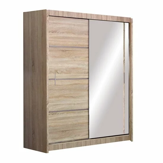 Dulap Vista cu uși culisante și bandă decorativă, pal melaminat, 150x61x215 cm, alb picture - 4