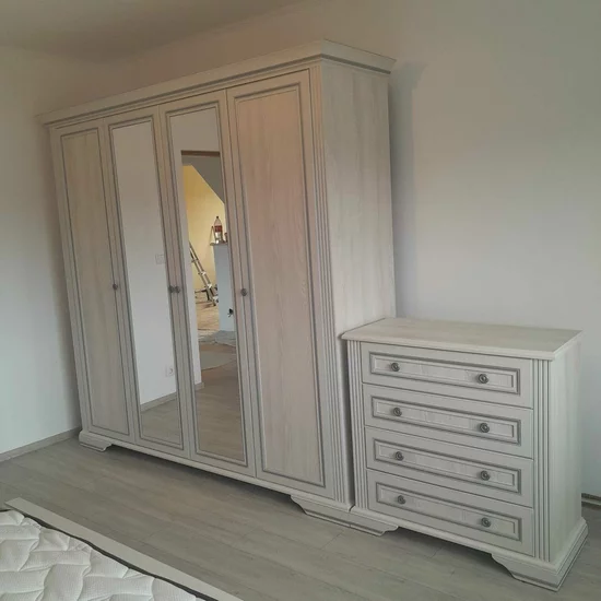 Dulap White 4D(2S), 4 uși, 2 sertare, MDF frezat și PAL melaminat, 226x63.5x221 cm, frasin alb și pin argintiu picture - 6