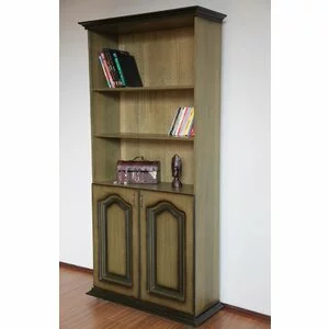 Etajeră, cu rafturi deschise, din lemn masiv, 96x36x200 cm, verde antichizat