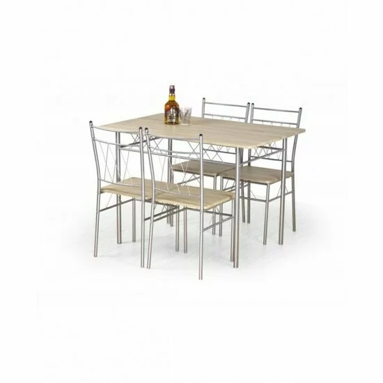 Set masă Faust cu 4 scaune, masă extensibilă, PAL melaminat, 110x70x75 cm, stejar Sonoma picture - 2