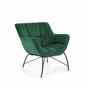 Fotoliu Belton, tapițat cu catifea și structură metalică, 74x73x78 cm, verde