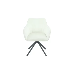Fotoliu Rotativ Classy, design ergonomic, tapițerie catifelată, bază pivotantă, 50x45x87 cm, Alb
