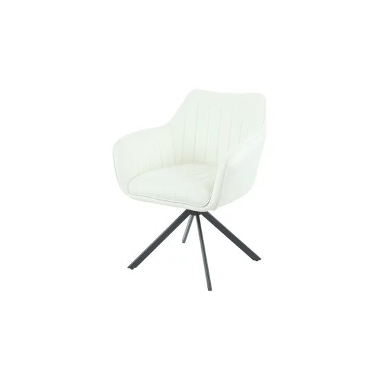 Fotoliu Rotativ Classy, design ergonomic, tapițerie catifelată, bază pivotantă, 50x45x87 cm, Alb picture - 2