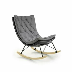 Fotoliu balansoar Indigo, cu structură din metal și lemn, 72x110x100 cm, gri