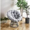 Fotoliu Puffy rotativ, cadru metalic galvanizat, împletitură rattan, pernă din poliester, 75x69x48 cm, gri picture - 1