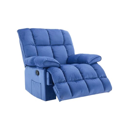 Fotoliu Recliner Relax, funcție rabatabilă, suport picioare integrat, tapițerie textilă premium, 100x106x107 cm, Albastru picture - 3