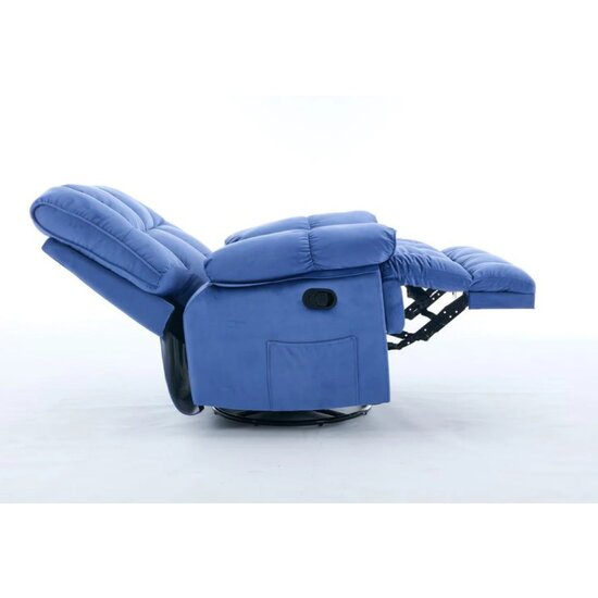 Fotoliu Recliner Relax, funcție rabatabilă, suport picioare integrat, tapițerie textilă premium, 100x106x107 cm, Albastru picture - 4