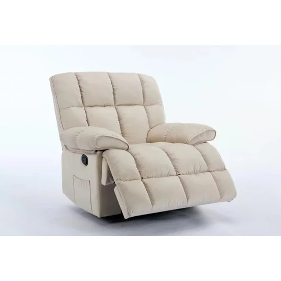 Fotoliu Recliner Relax, funcție rabatabilă, suport picioare integrat, tapițerie textilă premium, 100x106x107 cm, Bej picture - 2