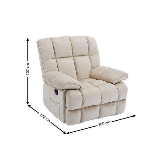Fotoliu Recliner Relax, funcție rabatabilă, suport picioare integrat, tapițerie textilă premium, 100x106x107 cm, Bej picture - 3