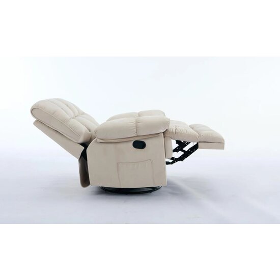 Fotoliu Recliner Relax, funcție rabatabilă, suport picioare integrat, tapițerie textilă premium, 100x106x107 cm, Bej picture - 4