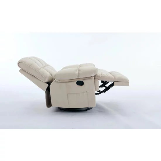 Fotoliu Recliner Relax, funcție rabatabilă, suport picioare integrat, tapițerie textilă premium, 100x106x107 cm, Bej picture - 4