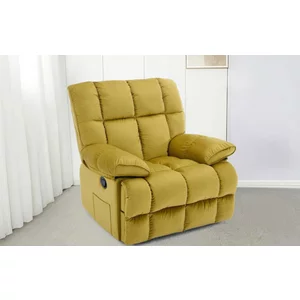 Fotoliu Recliner Relax, funcție rabatabilă, suport picioare integrat, tapițerie textilă premium, 100x106x107 cm, Muștar