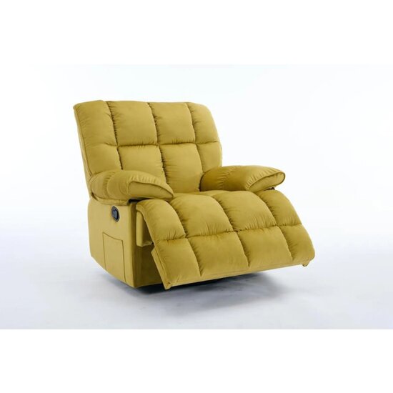 Fotoliu Recliner Relax, funcție rabatabilă, suport picioare integrat, tapițerie textilă premium, 100x106x107 cm, Muștar picture - 4
