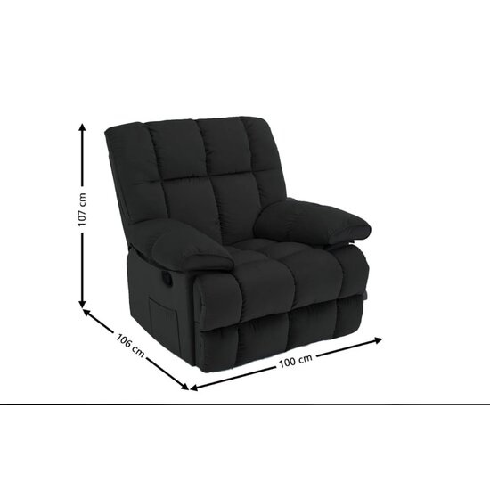 Fotoliu Recliner Relax, funcție rabatabilă, suport picioare integrat, tapițerie textilă premium, 100x106x107 cm, Negru picture - 2
