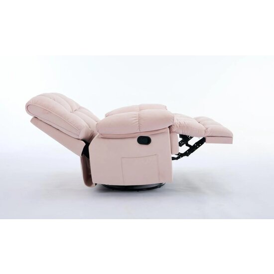 Fotoliu Recliner Relax, funcție rabatabilă, suport picioare integrat, tapițerie textilă premium, 100x106x107 cm, Roz picture - 3
