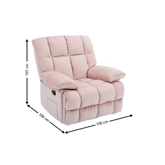 Fotoliu Recliner Relax, funcție rabatabilă, suport picioare integrat, tapițerie textilă premium, 100x106x107 cm, Roz picture - 2