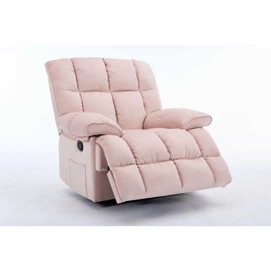 Fotoliu Recliner Relax, funcție rabatabilă, suport picioare integrat, tapițerie textilă premium, 100x106x107 cm, Roz picture - 4