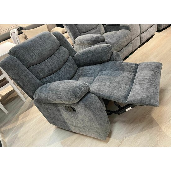 Fotoliu Recliner Relax, mecanism rabatabil, suport picioare, tapițerie catifea, 90x88x105 cm, Gri picture - 6