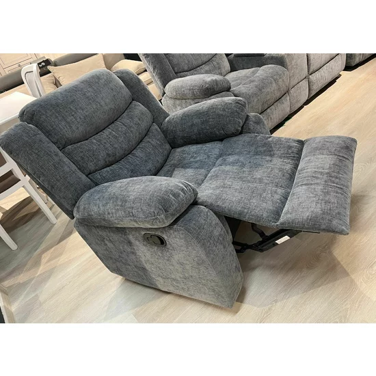 Fotoliu Recliner Relax, mecanism rabatabil, suport picioare, tapițerie catifea, 90x88x105 cm, Gri picture - 6
