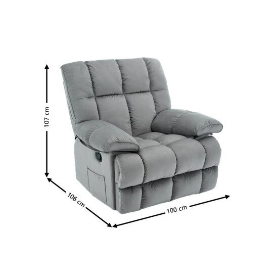 Fotoliu Recliner Relax, funcție rabatabilă, suport picioare integrat, tapițerie textilă premium, 100x106x107 cm, Gri picture - 2
