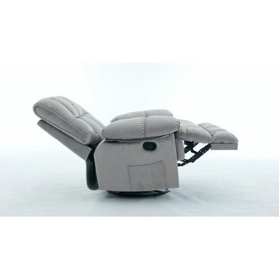 Fotoliu Recliner Relax, funcție rabatabilă, suport picioare integrat, tapițerie textilă premium, 100x106x107 cm, Gri picture - 5