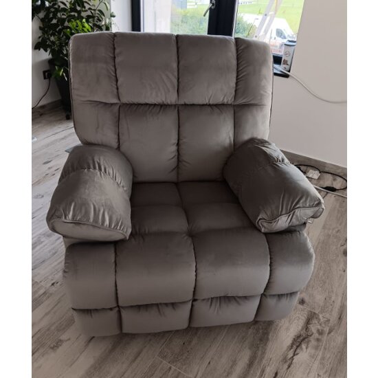 Fotoliu Recliner Relax, funcție rabatabilă, suport picioare integrat, tapițerie textilă premium, 100x106x107 cm, Gri picture - 6