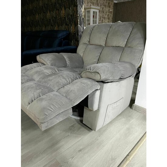 Fotoliu Recliner Relax, funcție rabatabilă, suport picioare integrat, tapițerie textilă premium, 100x106x107 cm, Gri picture - 3