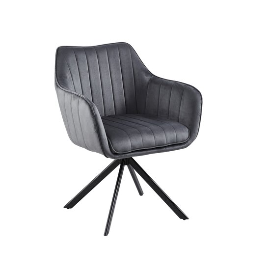 Fotoliu Rotativ Classy, design ergonomic, tapițerie catifelată, bază pivotantă, 50x45x87 cm, Gri picture - 3