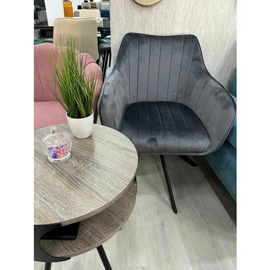 Fotoliu Rotativ Classy, design ergonomic, tapițerie catifelată, bază pivotantă, 50x45x87 cm, Gri picture - 5