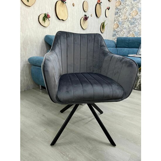 Fotoliu Rotativ Classy, design ergonomic, tapițerie catifelată, bază pivotantă, 50x45x87 cm, Gri picture - 2