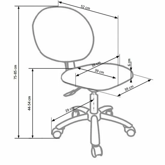 Scaun birou Gol, cu bază mobilă, șezut ergonomic și spătar jos, 75-85x44-54x39x52 cm, negru picture - 3