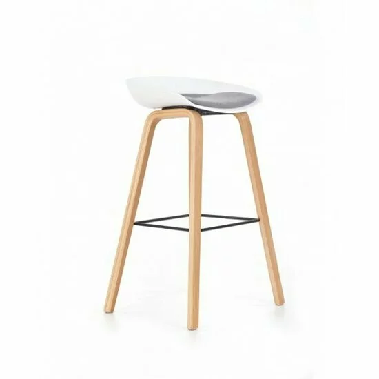 Scaun bar H86, scaun rotativ, design ergonomic, cadru metalic, 43x42x81/76 cm, alb/gri picture - 7
