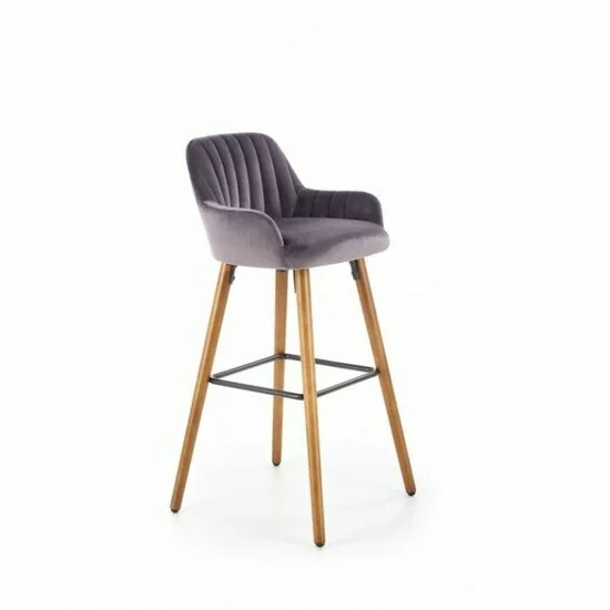 Scaun bar H93, design modern, structură metalică, 47x49x98/75 cm, gri închis picture - 2