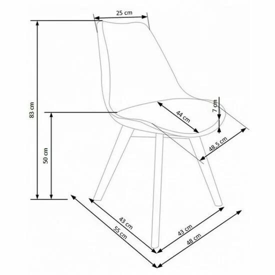 Scaun K245, design transparent modern, structură policarbonat, 48x53x83 cm, alb / transparent picture - 3