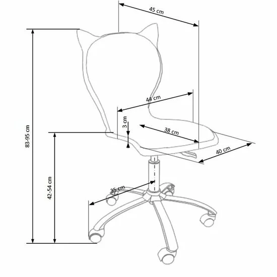 Scaun birou Kitty 2, reglabil pe înălțime, cu bază stabilă și spătar curbat, 83-95x42-54x44x45 cm, negru picture - 2