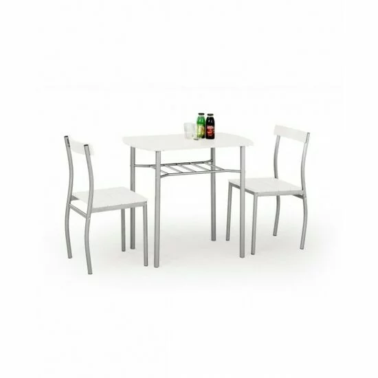 Set masă Lance cu 2 scaune, design minimalist și funcțional, MDF lucios, 82x50x75 cm, alb picture - 3
