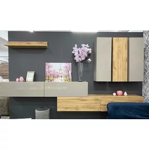 Living Box, mobilier modular, design modern, spații depozitare integrate, lungime 3.5 m, Alb