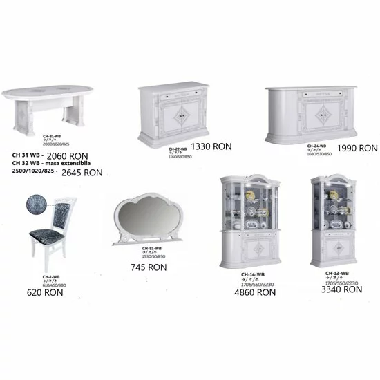 Set living Chicago, din PAL de 18 mm, cu masă fixă și scaune, culoare alb picture - 9