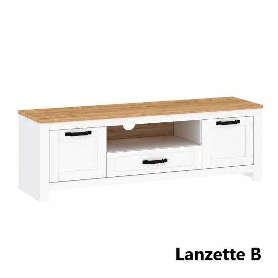 Living Lanzette, Set Mobilier Modern, PAL Melaminat, Alb cu Lemn Natur picture - 6