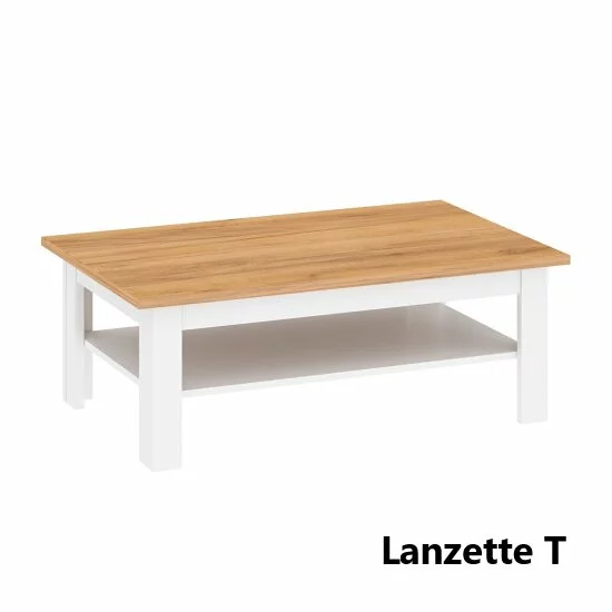 Living Lanzette, Set Mobilier Modern, PAL Melaminat, Alb cu Lemn Natur picture - 9