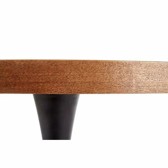 Masă Carmelo rotundă cu blat MDF furniruit și cadru metalic, 100x75 cm, nuc/negru picture - 3