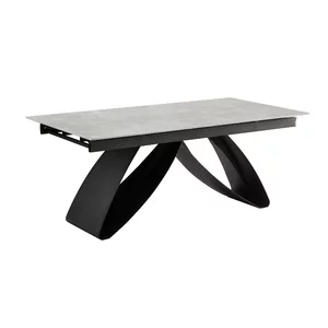 Masă Extensibilă Dexter, design modern, blat MDF + ceramică, mecanism extensie integrat, cadru MDF + oțel, 180-260x90x77 cm, Antracit