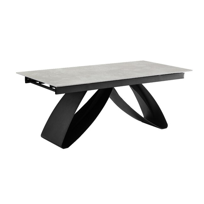 Masă Extensibilă Dexter, design modern, blat MDF + ceramică, mecanism extensie integrat, cadru MDF + oțel, 180-260x90x77 cm, Antracit