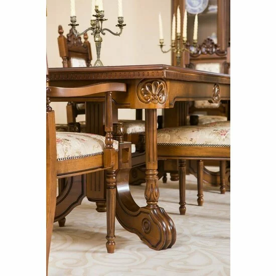 Masă Sonia dreptunghiulară + 6 scaune Sonia, lemn masiv fag, 200/276x100x80 cm, nuc picture - 2