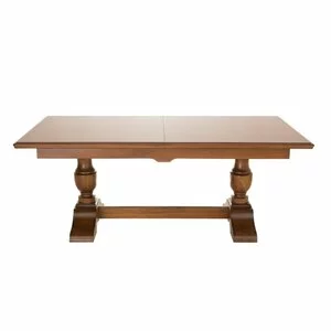 Masă sufragerie extensibilă Mara din lemn masiv fag, panel și MDF, furniruită cu furnir de nuc, 2.00–2.80 m