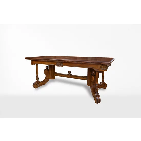 Masă sufragerie extensibilă Sonia din lemn masiv fag, panel și MDF, furniruită cu furnir de nuc, 200/276x100x80 cm picture - 7