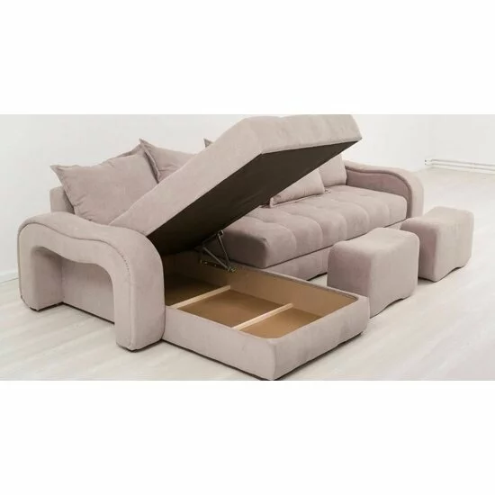 Colțar extensibil Monza cu 2 spații de depozitare și structură din lemn masiv de fag, mecanism cu șezut culisant picture - 5